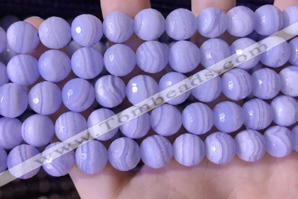 CAA3608 15.5 inches 10mm faceted round blue lace agate beads