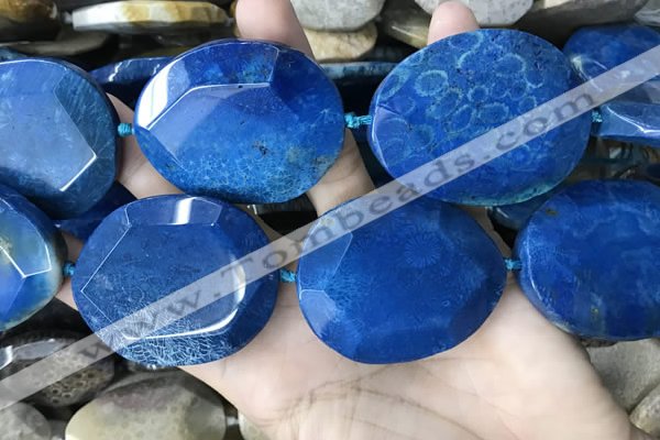 CAA3735 40*50mm - 42*55mm faceted freeform chrysanthemum agate beads