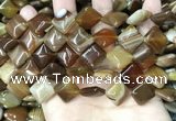 CAA4233 15.5 inches 14*14mm diamond line agate beads wholesale