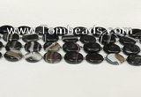 CAA4397 15.5 inches 15*20mm oval black banded agate beads