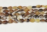 CAA4686 15.5 inches 10*14mm flat teardrop banded agate beads wholesale
