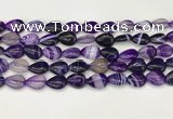 CAA4687 15.5 inches 10*14mm flat teardrop banded agate beads wholesale
