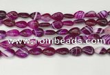 CAA4688 15.5 inches 10*14mm flat teardrop banded agate beads wholesale