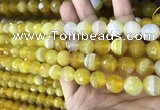 CAA5150 15.5 inches 6mm faceted round banded agate beads