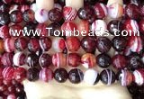CAA5215 15.5 inches 10mm faceted round banded agate beads