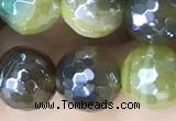 CAA5575 15 inches 8mm faceted round AB-color banded agate beads