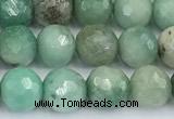 CAA5705 15 inches 6mm faceted round green grass agate beads