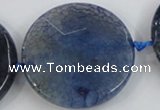 CAA573 15.5 inches 40mm faceted flat round dragon veins agate beads
