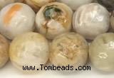 CAA5806 15 inches 8mm faceted round bamboo leaf agate beads