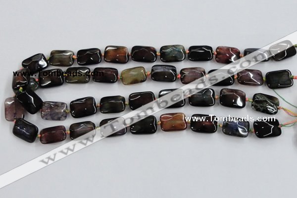 CAA589 15.5 inches 13*18mm faceted rectangle dragon veins agate beads