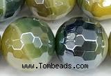 CAA5955 15 inches 12mm faceted round AB-color line agate beads