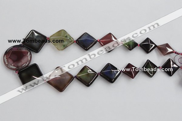 CAA602 20mm – 40mm faceted diamond & coin dragon veins agate beads