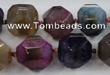 CAA609 15.5 inches 15*15mm faceted nuggets dragon veins agate beads