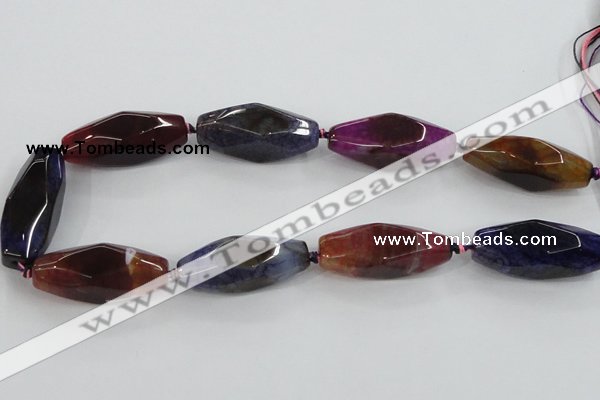 CAA615 15.5 inches 16*40mm faceted rice dragon veins agate beads