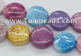 CAA67 15.5 inches 16mm flat round dyed white agate gemstone beads
