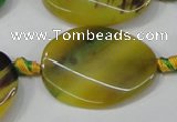CAA688 15.5 inches 27*35mm twisted oval agate gemstone beads