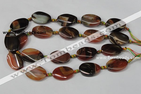 CAA689 15.5 inches 20*30mm twisted oval agate gemstone beads