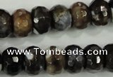 CAA732 10*14mm faceted rondelle fire crackle agate beads