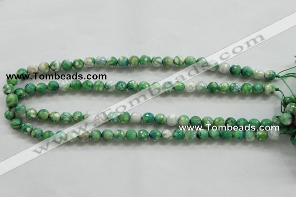 CAA793 15.5 inches 8mm faceted round fire crackle agate beads