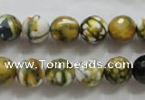 CAA797 15.5 inches 10mm faceted round fire crackle agate beads