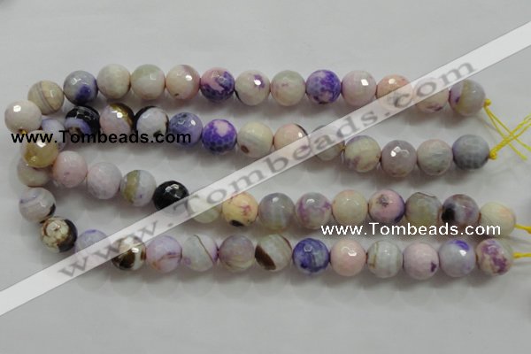CAA809 15.5 inches 14mm faceted round fire crackle agate beads