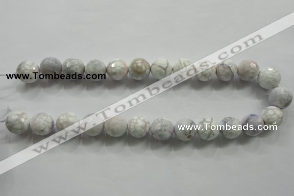 CAA815 15.5 inches 16mm faceted round fire crackle agate beads