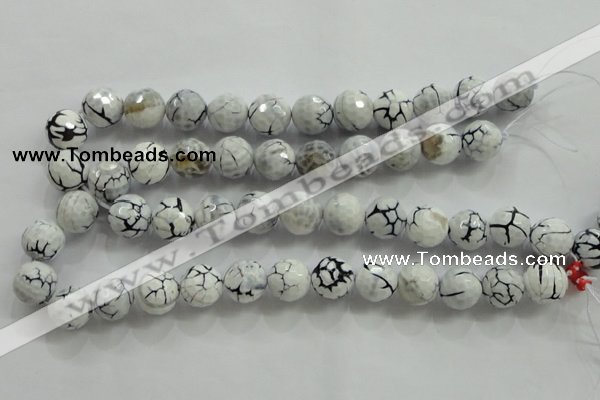 CAA818 15.5 inches 16mm faceted round fire crackle agate beads