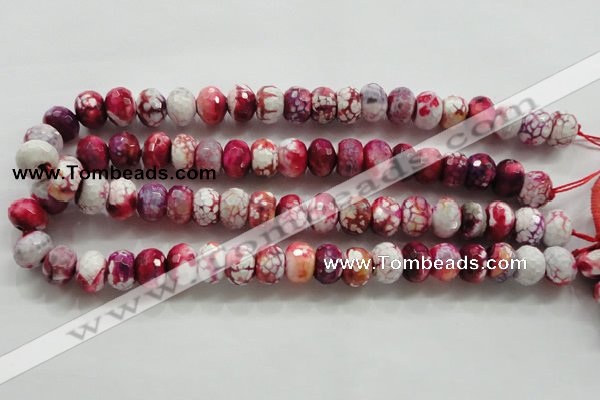 CAA826 15.5 inches 10*14mm faceted rondelle fire crackle agate beads