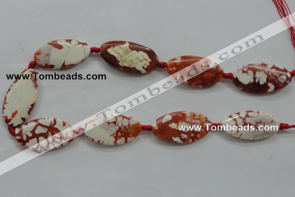 CAA841 15.5 inches 20*40mm twisted oval fire crackle agate beads