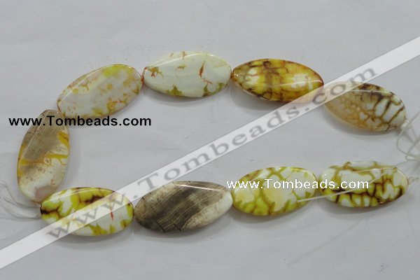CAA842 15.5 inches 20*40mm twisted oval fire crackle agate beads