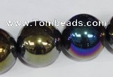 CAA852 15.5 inches 22mm round AB-color black agate beads