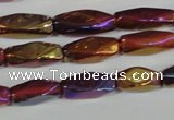 CAA882 15.5 inches 7*18mm faceted cuboid AB-color red agate beads