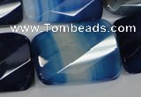 CAA937 15.5 inches 20*30mm faceted & twisted rectangle agate gemstone beads