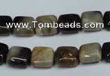 CAA951 15.5 inches 10*10mm square natural fossil wood agate beads