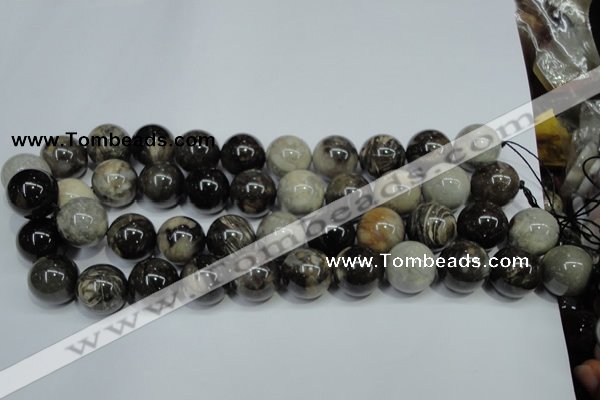 CAA968 15.5 inches 18mm round natural fossil wood agate beads