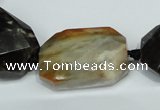 CAA974 18*25mm - 20*32mm faceted twisted rectangle fossil wood agate beads