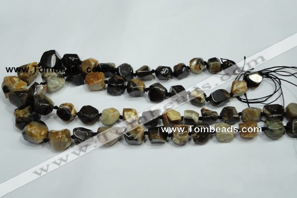 CAA977 8*10mm � 18*20mm nuggets natural fossil wood agate beads