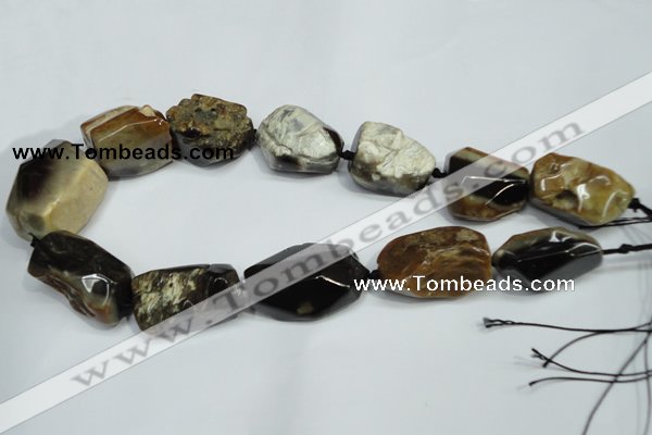 CAA979 20*30mm � 25*38mm nuggets natural fossil wood agate beads