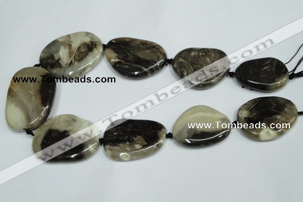CAA980 25*35mm � 35*48mm nuggets natural fossil wood agate beads
