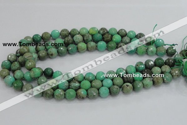 CAB09 15.5 inches 12mm faceted round green grass agate gemstone beads