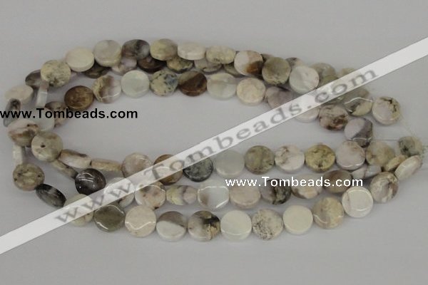 CAB100 15.5 inches 14mm coin natural brazil agate gemstone beads