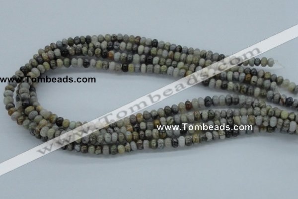 CAB141 15.5 inches 4*6mm rondelle bamboo leaf agate beads