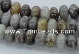 CAB142 15.5 inches 6*10mm rondelle bamboo leaf agate beads