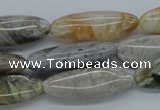 CAB162 15.5 inches 10*28mm horse eye  bamboo leaf agate beads