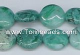 CAB163 15.5 inches 16mm flat round green crazy lace agate beads