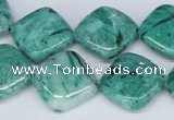 CAB167 15.5 inches 16*16mm diamond green crazy lace agate beads