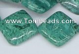 CAB168 15.5 inches 20*20mm diamond green crazy lace agate beads