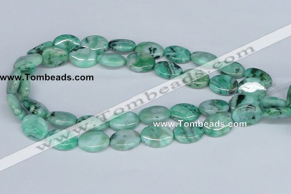 CAB171 15.5 inches 15*20mm oval green crazy lace agate beads