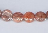CAB244 15.5 inches 12mm flat round mahogany crazy lace agate beads