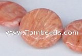 CAB246 15.5 inches 25mm flat round mahogany crazy lace agate beads
